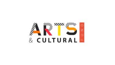 Arts and Cultural Fund Launch Logo appears, the letters coloured artistically in different patterns and