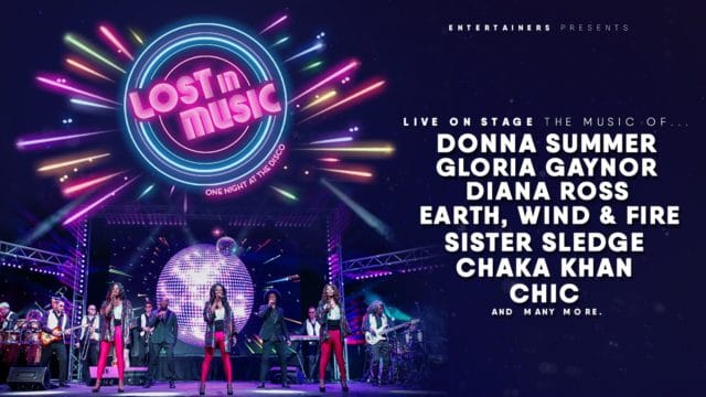 Lost in Music poster with logo, photo and names of the tribute acts