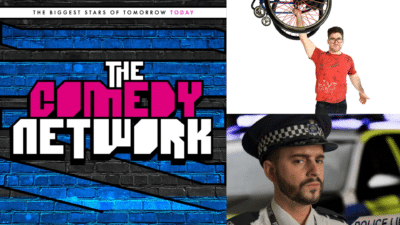 Comedy Network logo with Aaron Simmonds and Luke Kempner