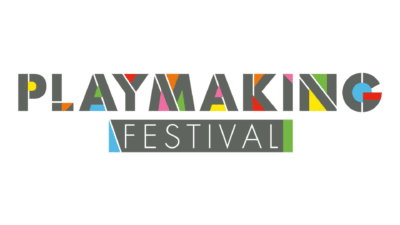 Regional Playmaking Festival LOGO appears on a white background with blocks of bright primary and secondary colours decorating the letter