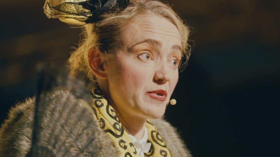 Woman with a microphone