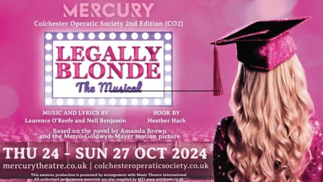 Legally blonde the musical title with a picture of a girl from behind